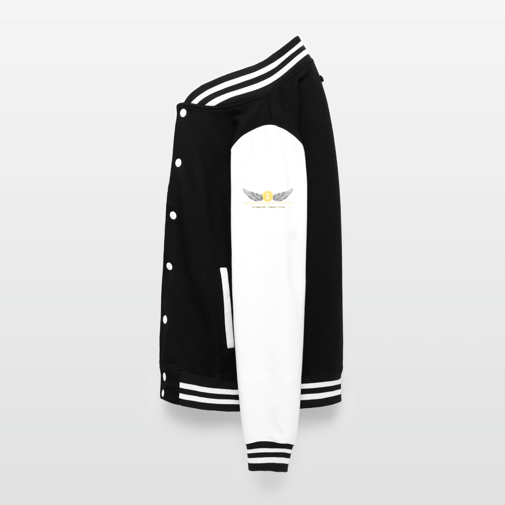 Just Hoods Heavyweight Letterman Jacket - black/white
