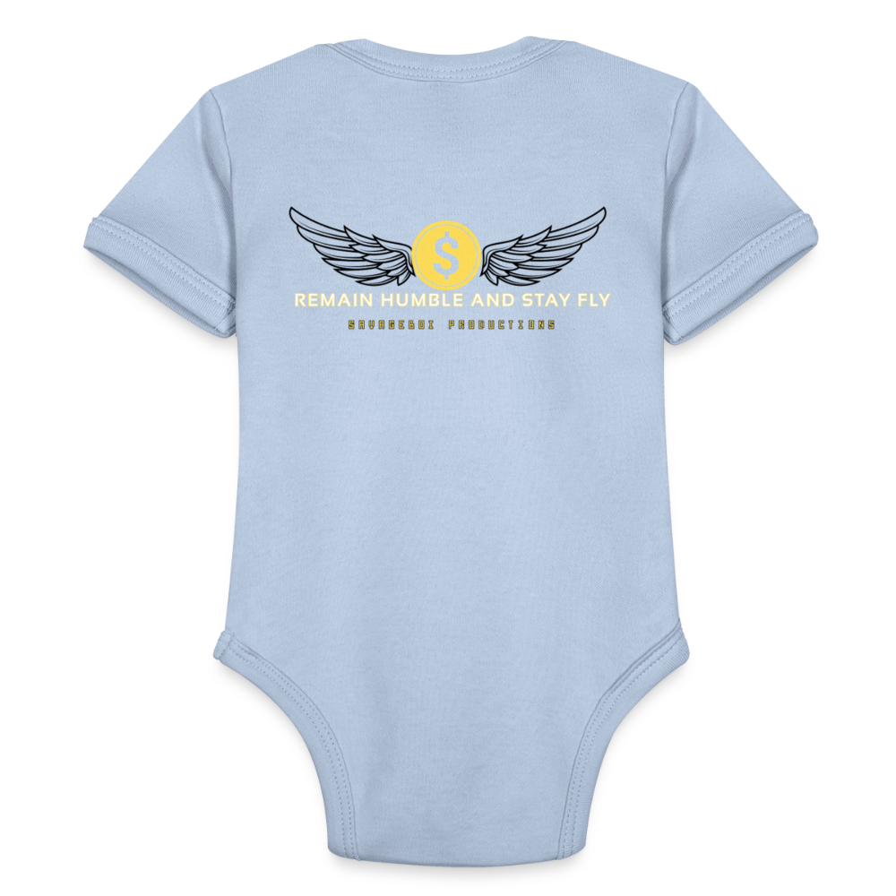 Organic Short Sleeve Baby Bodysuit - sky