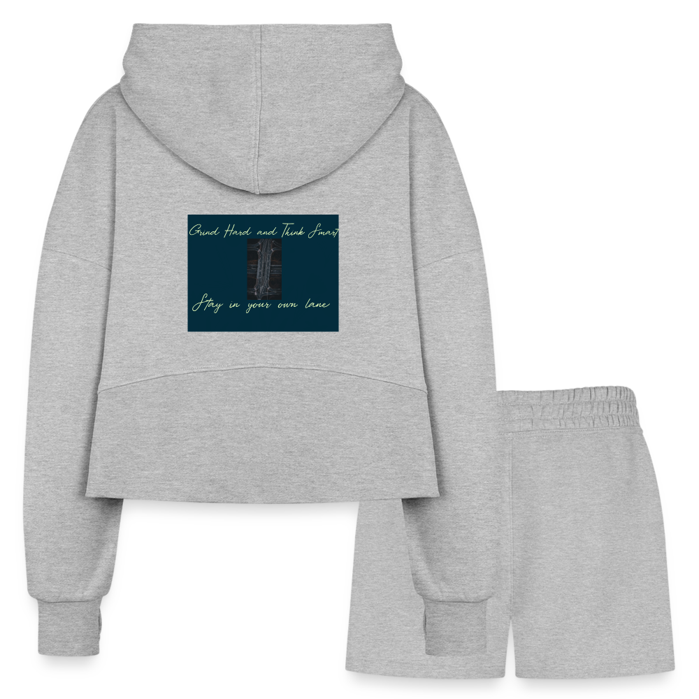 Women’s Cropped Hoodie & Jogger Short Set - heather gray
