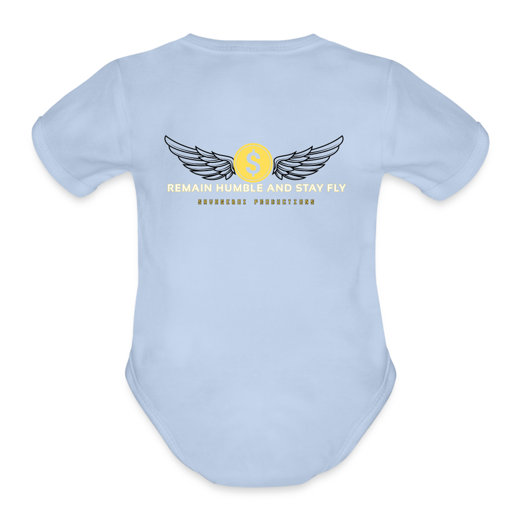 Organic Short Sleeve Baby Bodysuit - sky
