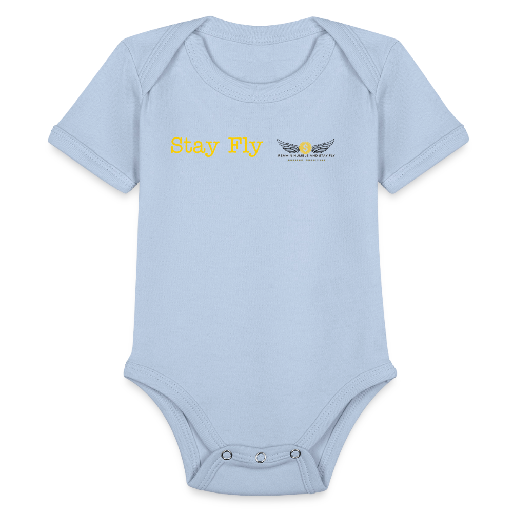 Organic Short Sleeve Baby Bodysuit - sky
